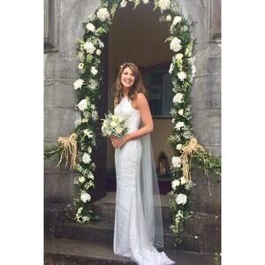 NWT $3000 THEIA Couture Charlotte Wedding Gown Beads Sequins White Bridal Dress